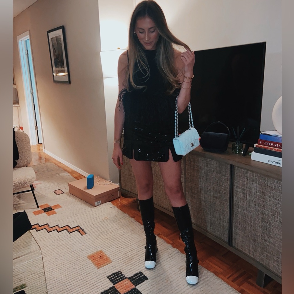 Miu Miu Black and White Heeled Boots